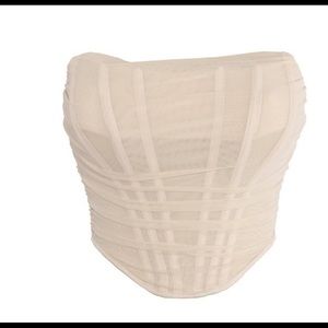 MESH DRAPE MESH CORSET TOP - NUDE